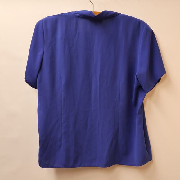 Element Blue Blouse Button Front Size 2XL Short Sleeves Collar Shldr Inserts - Picture 8 of 16